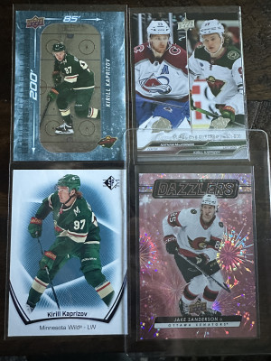 Kirill Kaprizov lot with Jake Sanderson Pink Dazzler front