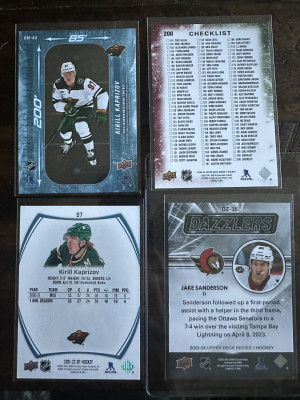 Kirill Kaprizov lot with Jake Sanderson Pink Dazzler back
