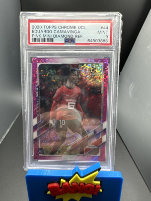 2020 Eduardo CAMAVINGA Topps Chrome UCL - RC #44 - Pink Mini Diamond /175 PSA 9 front