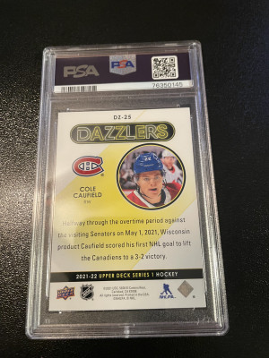 Cole caufield blue dazzler psa 10 back