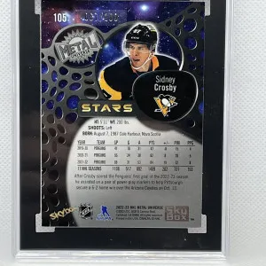 2022-23 Skybox Metal Universe #105 SIDNEY CROSBY Precious Metal Gems RED 67/100 back