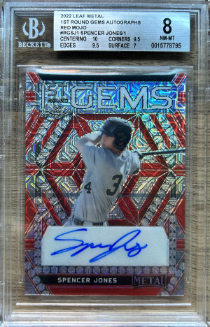 2022 leaf metal spencer jones red mojo 1/1 BGS 8 front