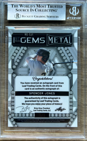 2022 leaf metal spencer jones red mojo 1/1 BGS 8 back