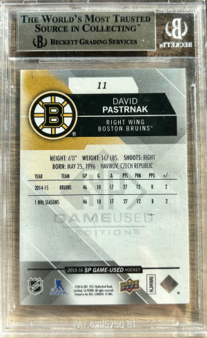 2015-16 SP GAME USED DAVID PASTRNAK #d 88/88 BGS 9.5 back