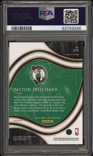 2020 Panini Select Payton Pritchard Gold Disco Prizim /10 PSA 8 back