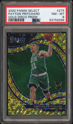 2020 Panini Select Payton Pritchard Gold Disco Prizim /10 PSA 8 front