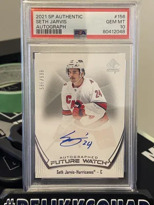 Seth Jarvis PSA 10 Future Watch Auto /999 2021-22 SP Authentic Hockey. front