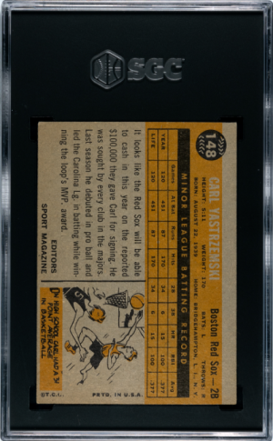 1960 Topps #148 Carl Yastrzemski ROOKIE SGC 5 EX back