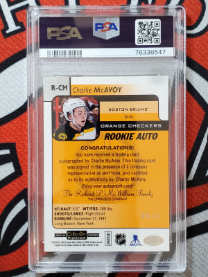 2017-18 OPC Platinum Charlie Mcavoy Orange Checkers Auto /15 back