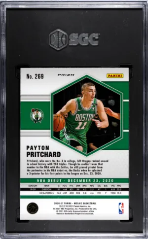 2020-21 Panini Mosaic Reactive Red Mosaic #269 Payton Pritchard RC SGC 9 back