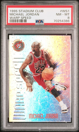 1995 Stadium Club Michael Jordan Warp Speed PSA 8 front