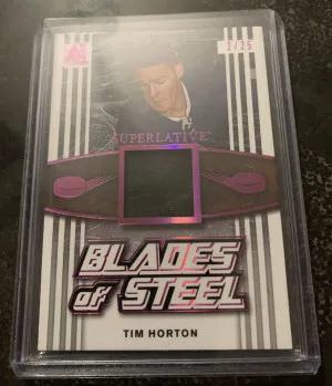 TIM HORTON  Leaf Blades of Steel Leather Skate Patch Leafs #d2/25 -2017-18 front