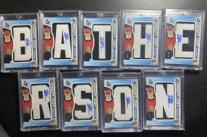 2019 SP Game Used Draft Day Marks Drake Batherson Rookie Patch Auto NAMEPLATE back
