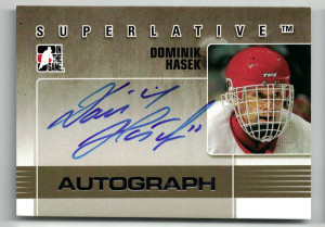 2009-10 In The Game ITG Superlative Hockey Dominik Hasek Silver Version 1 of 50 Autograph A-DH front