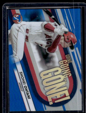 2023 TOPPS PRISTINE GOING GOING GONE BLUE REFRACTOR SHOHEI OHTANI /75 front