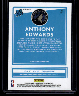 Anthony Edwards Rated Rookie Purple back