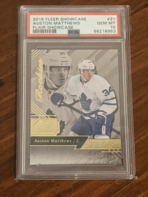 2016 Fleer Showcase Auston Matthews Flair Showcase Rookie #21 PSA 10 front