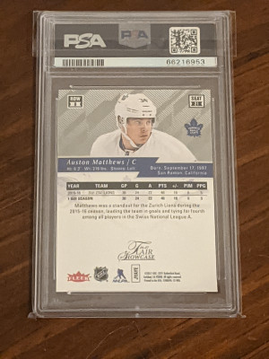 2016 Fleer Showcase Auston Matthews Flair Showcase Rookie #21 PSA 10 back