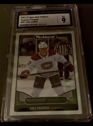 2021-22 Parkhurst  Cole Caulfield RC Prominent Prospects PP1 CSG 9 front