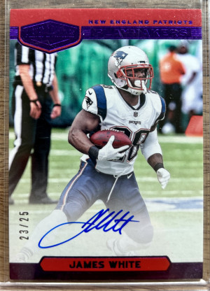 James White 2018 Panini Plates & Patches Playmakers Auto Purple /25 #PM-JW front