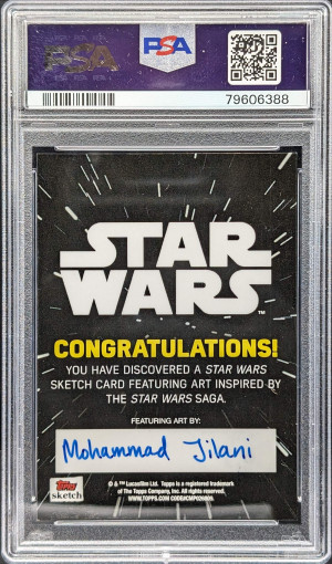 2018 Topps Star Wars Galaxy Sketch Millennium Falcon Mohammad Jilani 1/1 PSA 10 back