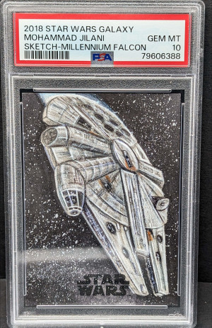 2018 Topps Star Wars Galaxy Sketch Millennium Falcon Mohammad Jilani 1/1 PSA 10 front
