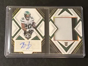 2022 Limited Breece Hall Rookie Booklet Auto 3 Color Patch /49 front