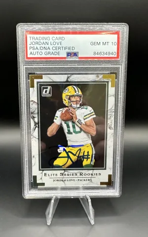 Jordan Love - Donruss Elite Series Rookie - On Card Auto - PSA 10 front