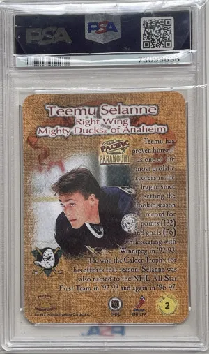 1997 Pacific Paramout Teemu Selanne Photoengravings back