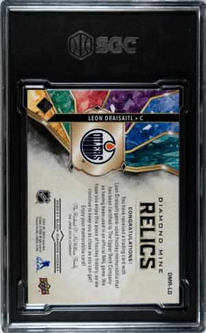 2020-21 Black Diamond Relics 3 Color Premium Patch Leon Draisaitl 14/25 SGC 8.5 back