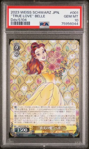 2023 Weiss Schwarz Disney 100 True Love Belle RR S104-001 Rare PSA 10 front