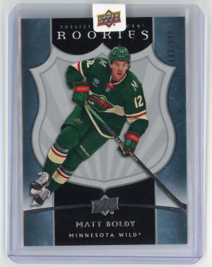 2022-03 Artifacts #4 Matt Boldy '05-06 Rookie 493/999 front