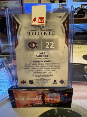 Cole Caufield Ultimate Rookie auto /99 back