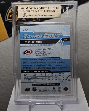 Sebastian Aho 2016-17 Upper Deck Young Guns Rookie RC BGS 9.5 Gem back