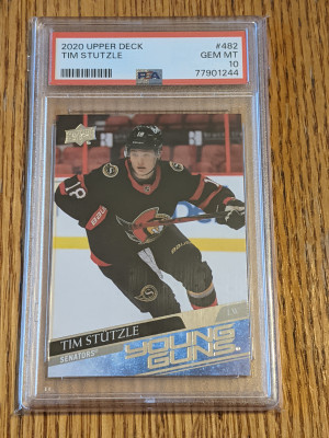 2020 Upper Deck Tim Stutzle Young Guns PSA 10 front