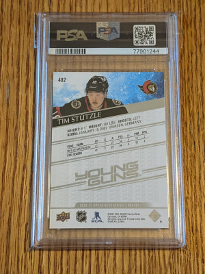 2020 Upper Deck Tim Stutzle Young Guns PSA 10 back