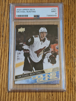 2020 Upper Deck Michael Bunting Young Guns PSA 9 front