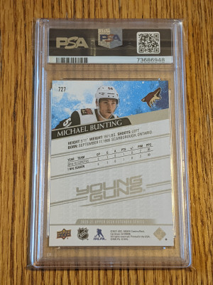 2020 Upper Deck Michael Bunting Young Guns PSA 9 back
