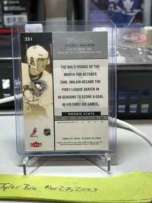 Evgeni Malkin 2006-07 Fleer Ultra Rookie back