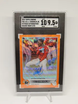 2022 Topps Chrome Jazz Chisholm Veteran Auto Orange Wave 2/25 front