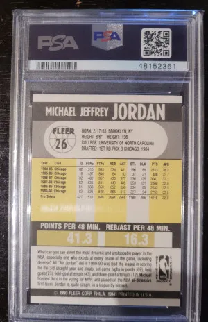 MICHAEL JORDAN 1990 Fleer #26 MINT PSA 9 back