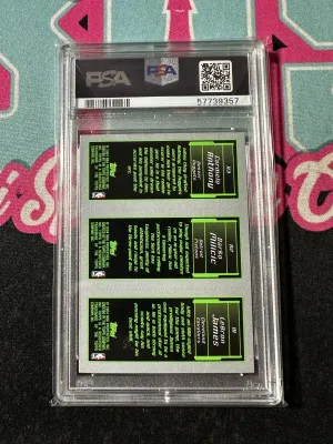 2003-04 Topps Rookie Matrix LeBron James/Darko Milicic/Carmelo Anthony RC PSA 8 #111 #112 #113 ROOKIE KING JAMES back
