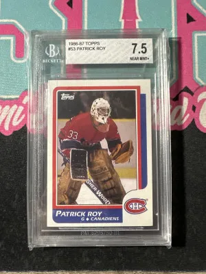 1986-87 Topps #53 Patrick Roy RC BGS 7.5 ROOKIE HIGH SUBS HOF front