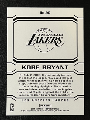 2017-18 Panini NBA Hoops - Kobe Bryant Career Tribute #297 Kobe Bryant back