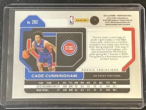 2021-22 Prizm Cade Cunningham #282 Variation RC back