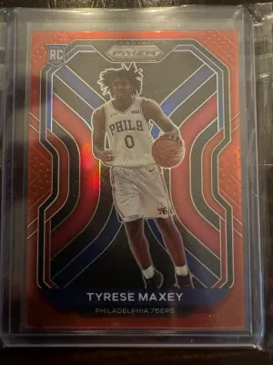 Tyrese Maxey Prizm red /299 RC front
