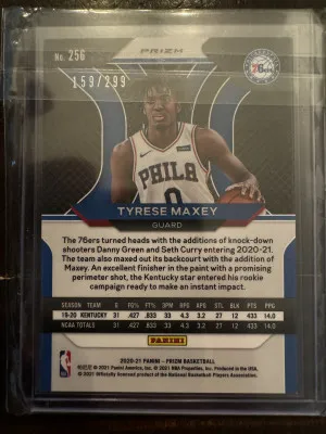 Tyrese Maxey Prizm red /299 RC back