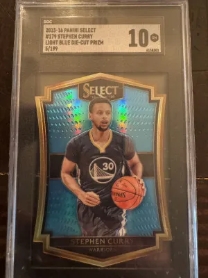 Stephen Curry ‘15-‘16 Select light blue die cut /199 front