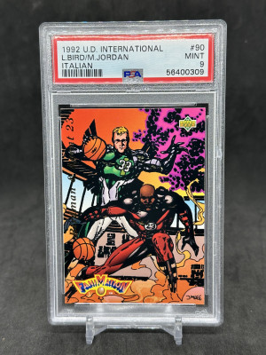 1992 Upper Deck #510 MICHAEL JORDAN LARRY BIRD Fanimation PSA 9 front