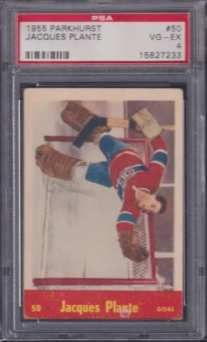 JACQUES PLANTE - 1955 Parkhurst ROOKIE #50, PSA 4 front